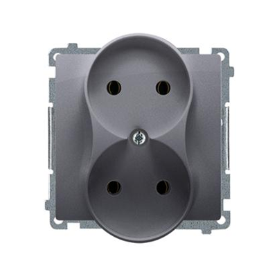 SIMON BASIC Double socket without grounding (module) 16A 230V silver matt