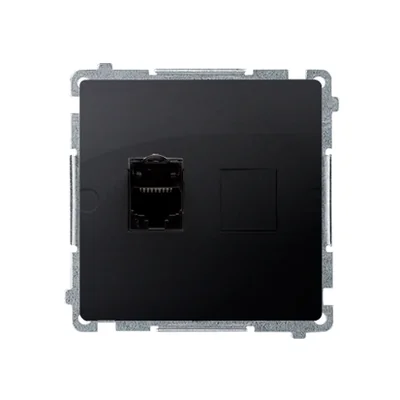 SIMON BASIC Einfach geschirmte Computersteckdose RJ45 Kategorie 6 mit Staubschutzabdeckung (Modul) graphit matt metallisiert