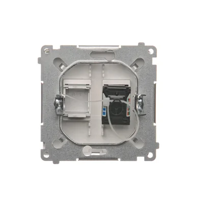 SIMON BASIC Einzel-Computersteckdose RJ45 Kategorie 6 mit Staubschutzabdeckung (Modul) silber matt metallisiert