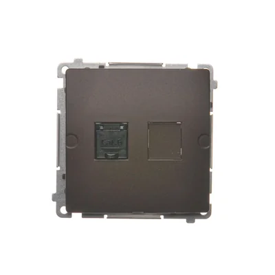 SIMON BASIC Einzelne Computersteckdose RJ45 Kategorie 6 mit Staubschutzabdeckung (Modul) schokoladenmatt metallisiert