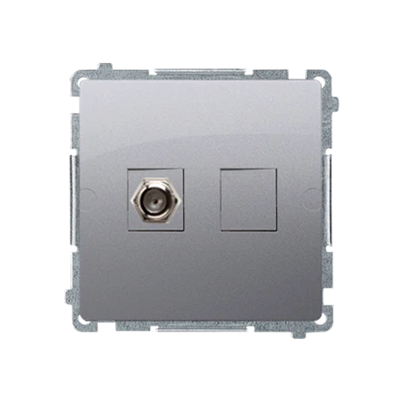 SIMON BASIC "F" type single antenna socket (module) silver mat