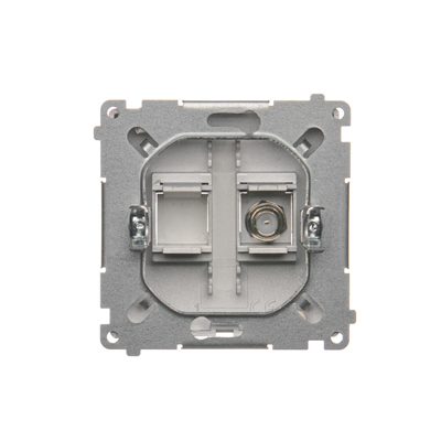 SIMON BASIC "F" type single antenna socket (module) silver mat