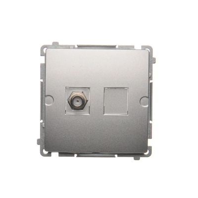 SIMON BASIC "F" type single antenna socket (module) silver mat