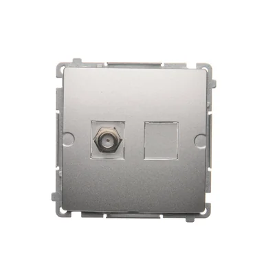 SIMON BASIC "F" type single antenna socket (module) silver mat
