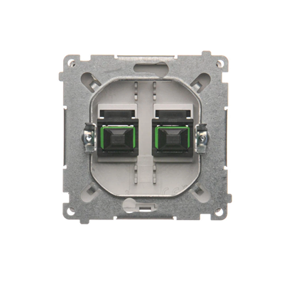 SIMON BASIC Fiber optic/optical double SC/APC socket inox steel
