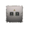 SIMON BASIC Fiber optic/optical double SC/APC socket inox steel