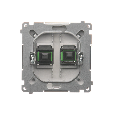 SIMON BASIC Fiber optic/optical double SC/APC socket silver matt