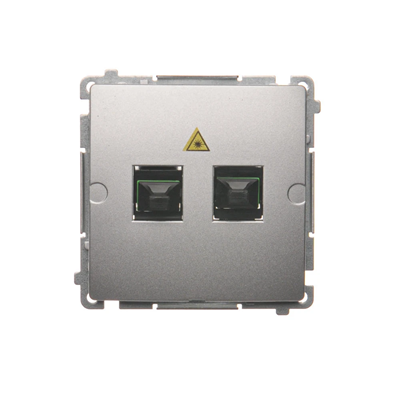 SIMON BASIC Fiber optic/optical double SC/APC socket silver matt