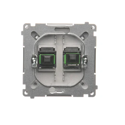 SIMON BASIC Fibra óptica / toma óptica doble SC/APC plata mate