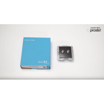 SIMON BASIC Gniazdo antenowe typu „F” + komputerowe RJ45 kategoria 6 satynowy metalizowany