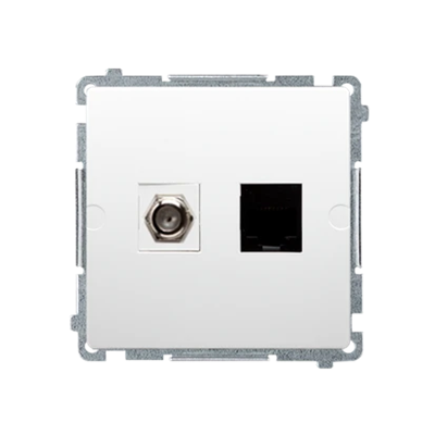SIMON BASIC Gniazdo antenowe typu "F" + komputerowe RJ45 kategorii 6 (moduł) białe
