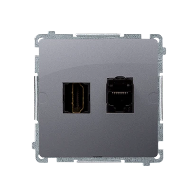 SIMON BASIC Gniazdo HDMI + RJ45 kategorii 6 (moduł) stal inox
