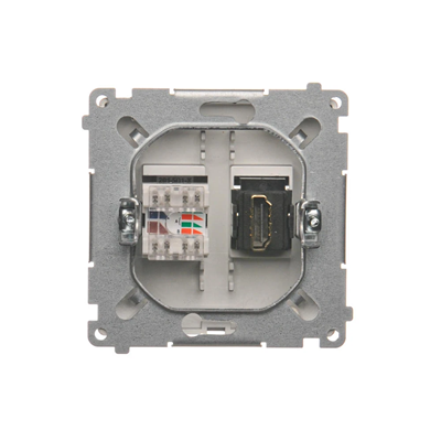SIMON BASIC Gniazdo HDMI + RJ45 kategorii 6 (moduł) stal inox