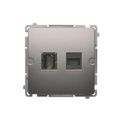SIMON BASIC Gniazdo HDMI + RJ45 kategorii 6 (moduł) stal inox