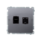 SIMON BASIC Gniazdo komputerowe podwójne ekranowane RJ45 kategoria 6 z przesłoną przeciwkurzową (moduł) srebrny mat metalizowany