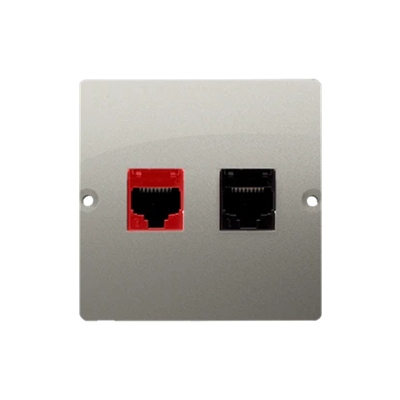 SIMON BASIC Gniazdo komputerowe RJ45 kat.5e + telefoniczne RJ12 satynowy