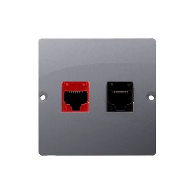 SIMON BASIC Gniazdo komputerowe RJ45 kat.5e + telefoniczne RJ12 stal inox