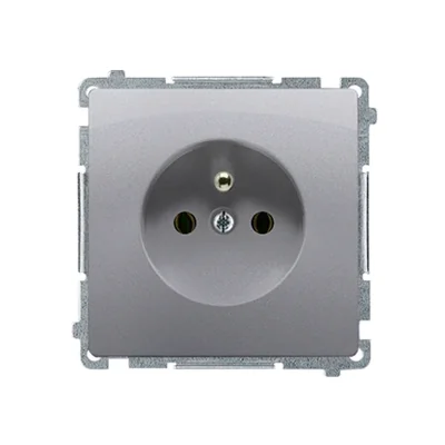 SIMON BASIC Gniazdo wtyczkowe pojedyncze z uziemieniem i przesłonami torów prądowych 16A 250V stal inox