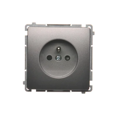 SIMON BASIC Gniazdo wtyczkowe pojedyncze z uziemieniem i przesłonami torów prądowych 16A 250V stal inox