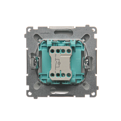 SIMON BASIC Łącznik jednobiegunowy z podświetleniem LED (moduł) 10AX 230V szybkozłącza srebrny mat
