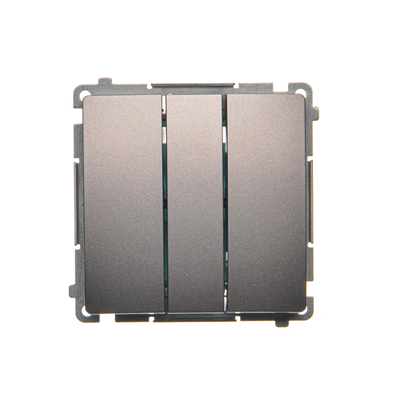 SIMON BASIC Łącznik potrójny z podświetleniem LED 10A 250V stal inox