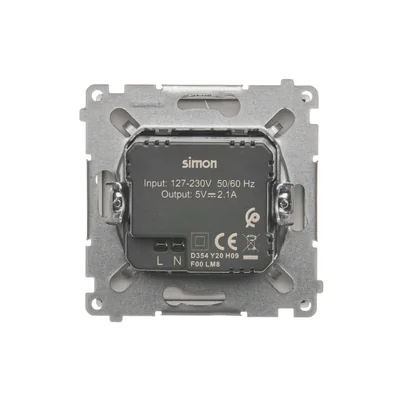 SIMON BASIC Ladegerät 2xUSB 2,1A 5V DC 230V satiniert
