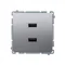 SIMON BASIC Ładowarka USB podwójna inox metalizowany