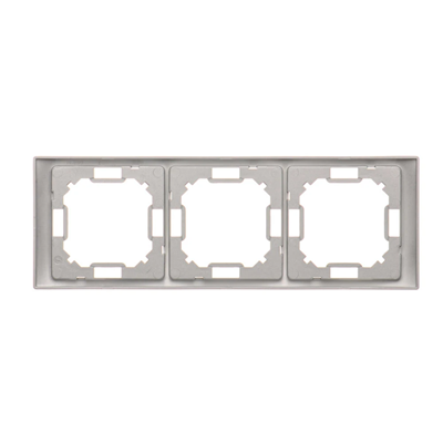 SIMON BASIC NEOS Marco universal triple, horizontal y vertical, plata mate