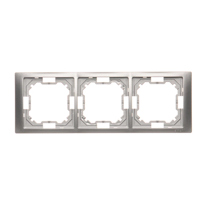 SIMON BASIC NEOS Marco universal triple, horizontal y vertical, plata mate