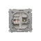 SIMON BASIC Presa antenna tipo "F" + presa computer RJ45, categoria 6, inox metallizzato