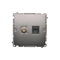SIMON BASIC Presa antenna tipo "F" + presa computer RJ45, categoria 6, inox metallizzato
