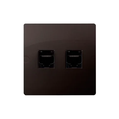 SIMON BASIC Presa computer RJ45 categoria 5e + presa telefonica RJ11 (modulo) cioccolato metallizzato opaco