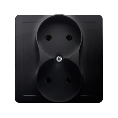 SIMON BASIC Presa doppia spina senza messa a terra completa di otturatori 16A 230V grafite opaco