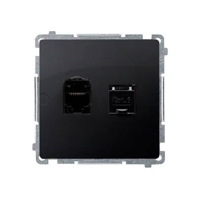 SIMON BASIC Presa per computer RJ45 con doppia schermatura, categoria 6, con copertura antipolvere (modulo), grafite metallizzata opaca