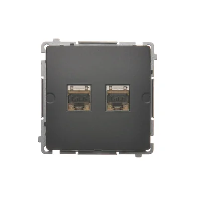 SIMON BASIC Presa per computer RJ45 con doppia schermatura, categoria 6, con copertura antipolvere (modulo), grafite metallizzata opaca