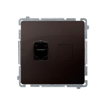 SIMON BASIC Presa per computer RJ45 schermata singola, categoria 6, con copertura antipolvere (modulo), cioccolato metallizzato opaco