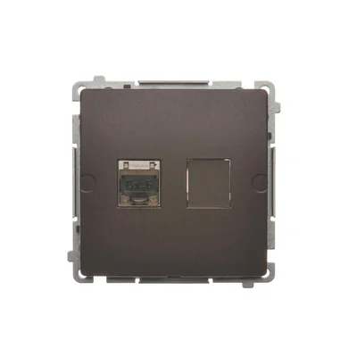 SIMON BASIC Presa per computer RJ45 schermata singola, categoria 6, con copertura antipolvere (modulo), cioccolato metallizzato opaco