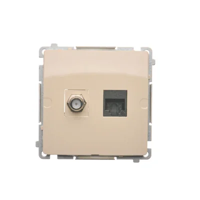 SIMON BASIC Prise antenne type "F" + ordinateur RJ45 catégorie 6 beige