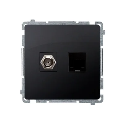 SIMON BASIC Prise antenne type "F" + ordinateur RJ45 catégorie 6 graphite mat métallisé