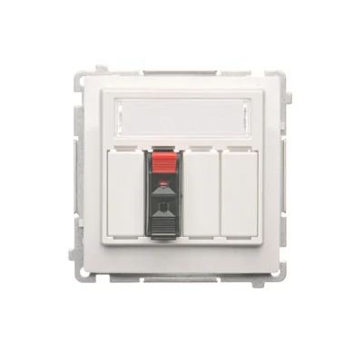 SIMON BASIC Prise haut-parleur 1 voie avec champ descriptif blanc