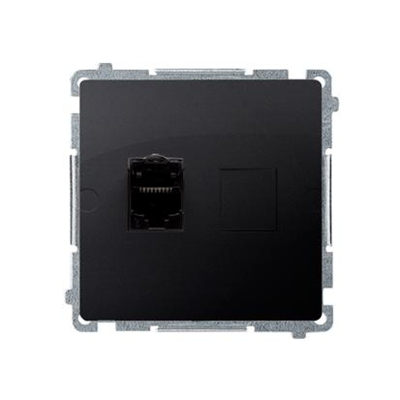 SIMON BASIC Prise informatique simple blindée RJ45 catégorie 6 avec cache anti-poussière (module) graphite mat métallisé