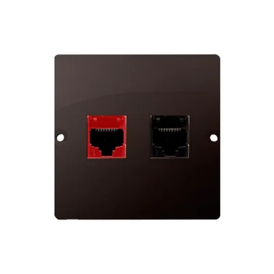 SIMON BASIC Prise ordinateur RJ45 cat.5e + prise téléphone RJ12 chocolat