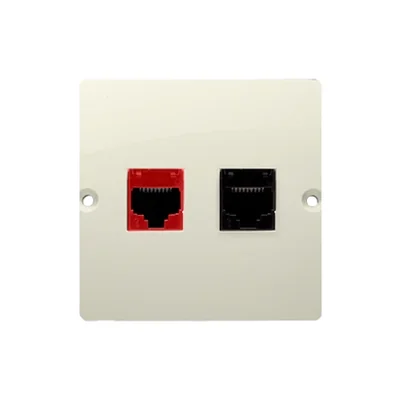 SIMON BASIC Prise ordinateur RJ45 cat.5e + téléphone RJ12 beige