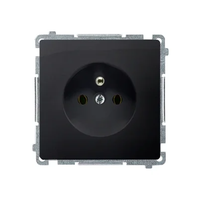 SIMON BASIC Prise simple avec mise à la terre et obturateurs pour chemins de courant 16A 250V graphite mat