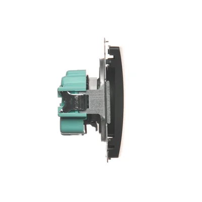 SIMON BASIC Prise simple avec mise à la terre et obturateurs pour chemins de courant 16A 250V graphite mat