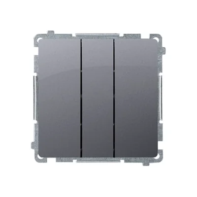 SIMON BASIC Przycisk potrójny z podświetleniem LED 10A 250V srebrny mat