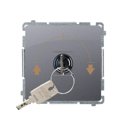 SIMON BASIC Pulsante per tapparelle con chiave, 3 posizioni "I-0-II" 2 contatti N/O, acciaio inox