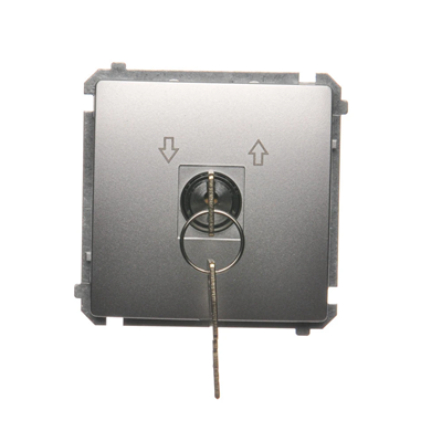 SIMON BASIC Pulsante per tapparelle con chiave, 3 posizioni "I-0-II" 2 contatti N/O, argento opaco