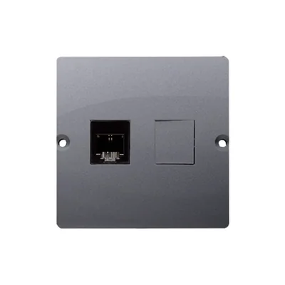 SIMON BASIC RJ11 telefonní zásuvka (modul), montáž pomocí šroubů, matná stříbrná