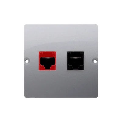 SIMON BASIC RJ45 kat. zásuvka 5e + telefonní zásuvka RJ12 matná stříbrná